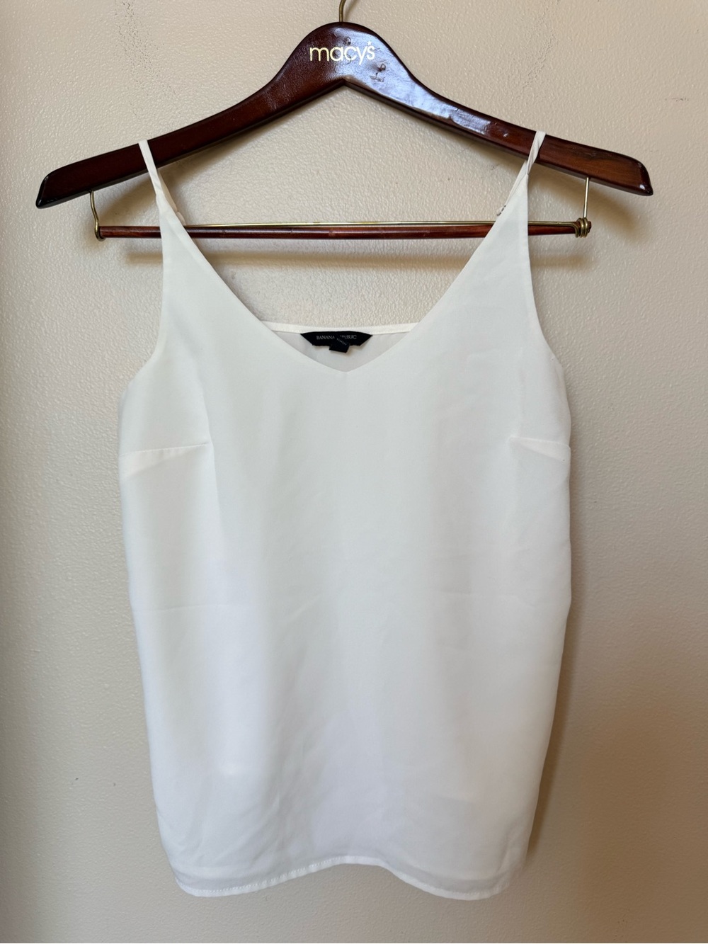 Banana Republic White V-Neck Silky Spaghetti-Strap Camisole office business